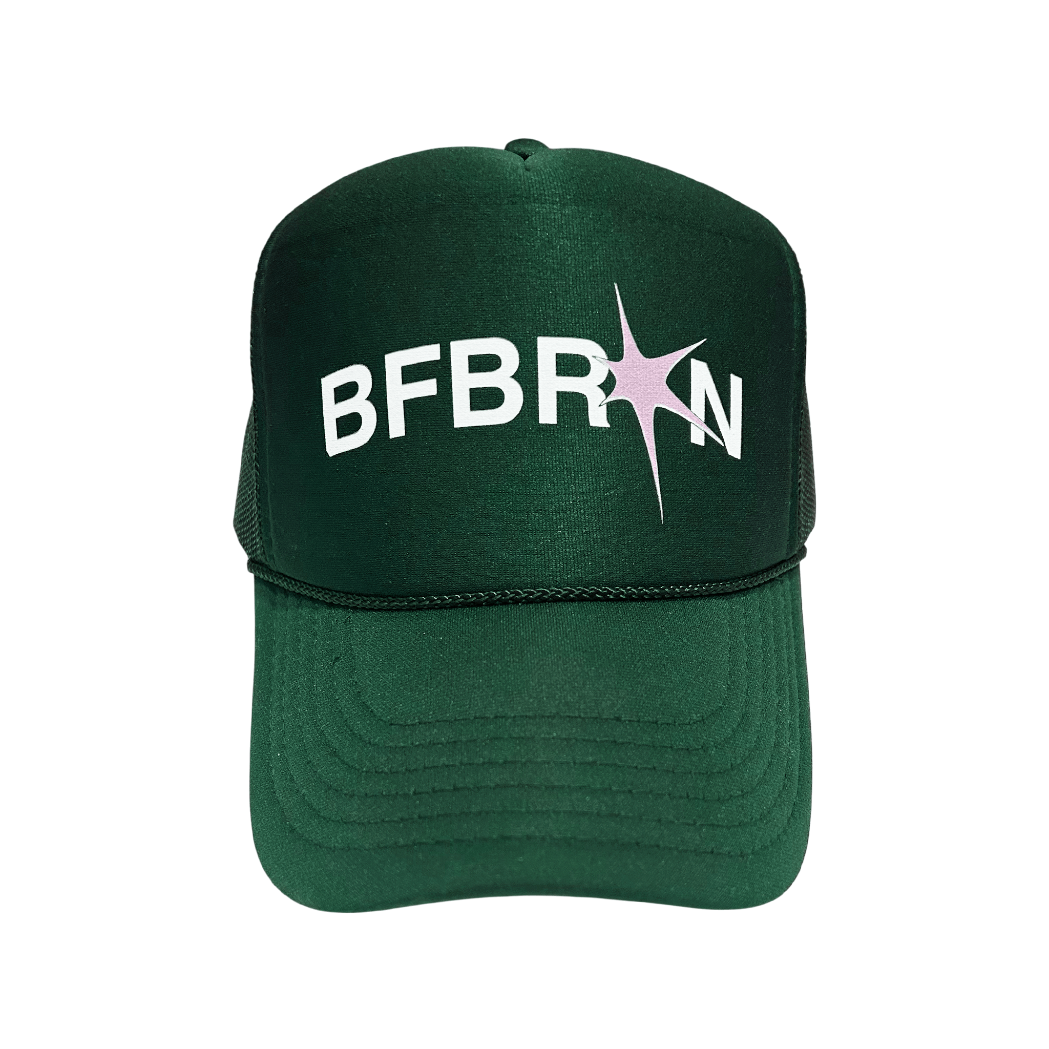 BFBRKN Trucker (Dark Green) structured silhouette adjustable trucker hat with color-match under brim.